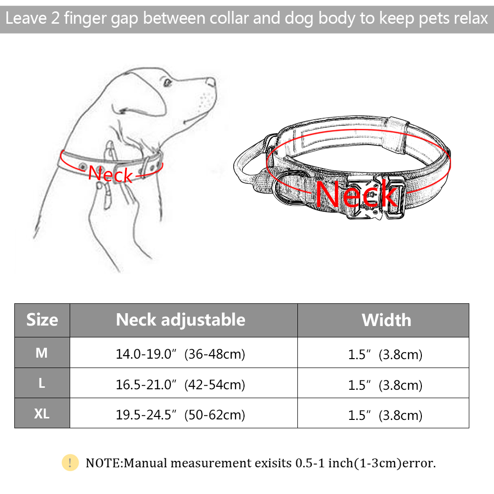 Military Tactical Dog K9 Collar with Elastic Leash