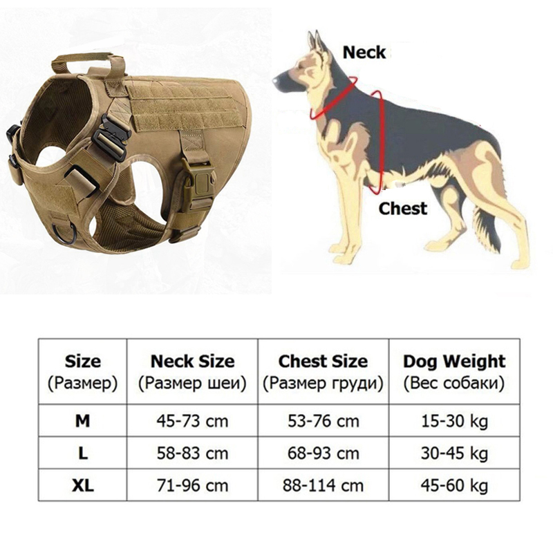 Military Tactical Dog Harness Pet Training Dog Vest Metal Buckle German Shepherd K9 Dog