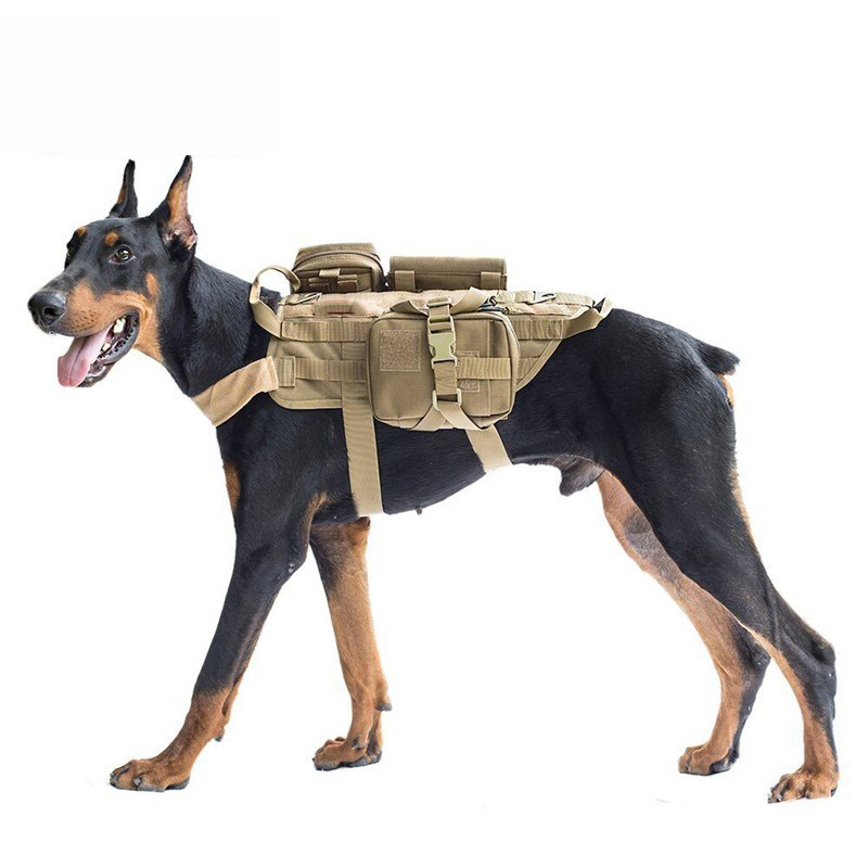 Tactical Service Dog Vest K9 Police Harness with Pouches